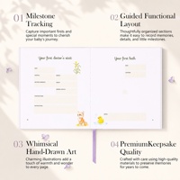 Livre de souvenirs pour bébé personnalisé avec couverture en papier B5, reliure rigide, dorure à chaud, impression couleur, avec boîte