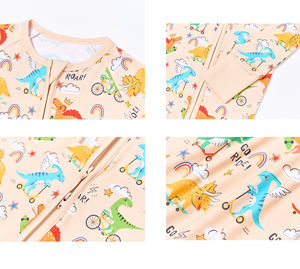 Piyama Bayi Bahan Viscose Bambu Siap Kirim, Romper Bayi Motif Kartun dengan Ritsleting, Baju Tidur Balita, Pakaian Anak Bambu RTS - Product Image 3