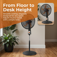 Ventilateurs sur pied mécaniques en gros, ventilateur sur pied en plastique de 18 pouces avec oscillation, ventilateur sur pied noir pour achats commerciaux en gros