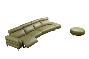 Contemporary Round Leather <strong>Footstool</strong> Ottoman Green Pumpkin Pattern Upholstered Lounge Seat for Living Room Bedroom - Product Image 5
