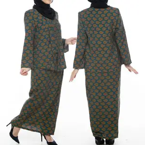 Модный Базовый комплект из 2 предметов; Vetements Pour Femmes; Повседневный мусульманский дизайн; Принт размера плюс; Baju Kurung