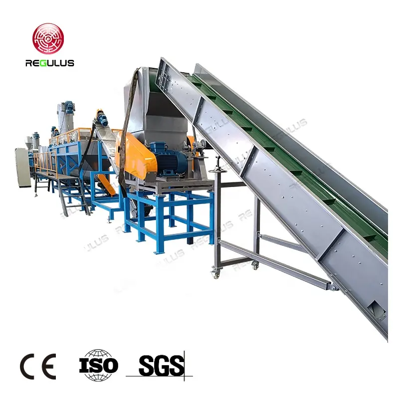 Waste Plastic PP PE Film Reusing Crushing Friction Floating Washing Dewatering Drying Recycling Machine Line