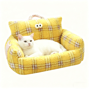 Venta al por mayor de material de tela ecológico, sofá cama para perros, embalaje de cartón universal para todas las estaciones, extraíble, lavable, felpa, ojos grandes - Product Image 1