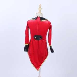 Camicia di paillettes dorate di velluto rosso pantaloncini neri Costume da ballo Jazz più grande Showman - Product Image 3