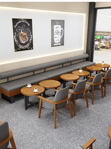 Juegos de muebles de restaurante minimalistas personalizados, cabina de cafetería y comida rápida, asientos, sofá, mesas de comedor y sillas para cafetería - Product Image 3