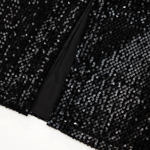 秋のODMブラックファッションスパンコールバックスリットスカートハイウエストストレートヒップマキシスカートスパンコールベルベットスカート - Product Image 6