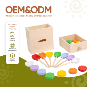 Apprendimento precoce educativo <span class=keywords><strong>Montessori</strong></span> <span class=keywords><strong>in</strong></span> <span class=keywords><strong>legno</strong></span> moneta scatola di colore di ordinamento gioco di corrispondenza per la coordinazione occhio della mano dei bambini - Product Image 1