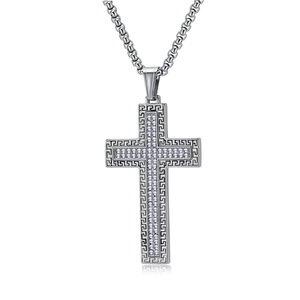 yunnique trendy retro <b>titanium</b> steel cross necklace, niche full diamond design, high-end hip-hop street style penda - Product Image 5