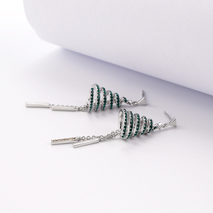 Pendientes delicados Vintage <span class=keywords><strong>de</strong></span> <span class=keywords><strong>Plata</strong></span> <span class=keywords><strong>de</strong></span> Ley 925 para mujer, diseño largo <span class=keywords><strong>de</strong></span> Aro y gota chapado en oro - Product Image 2