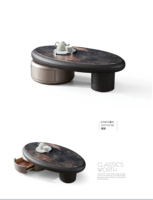Ensemble de table basse en marbre de style italien moderne et luxueux avec rangement, structure en bois pour salon, meubles de haute qualité multifonctionnels