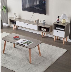 Mueble de TV de madera maciza con almacenamiento para apartamentos y casas pequeñas, diseño simple de pie. - Product Image 2