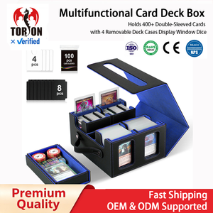   Boîte de rangement Commander en cuir PU personnalisable, écologique, capacité de 400 cartes à double pochette, 4 compartiments amovibles - Product Image 1