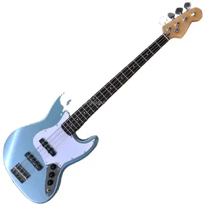 Flyoung 4 струны, электрическая бас-гитара, Заводские высококачественные гитары, светло-металлические голубые басы
