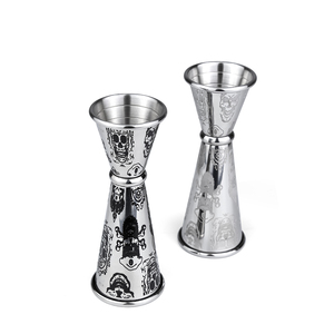 Jigger <span class=keywords><strong>de</strong></span> barman double face en acier inoxydable SS304 <span class=keywords><strong>de</strong></span> 30/60 ml avec logo personnalisé gravé en forme <span class=keywords><strong>de</strong></span> crâne, pour mélanger les cocktails et mesurer les boissons - Product Image 4