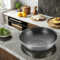Ensemble de poêles à frire modernes en acier inoxydable écologique, triple couche, antiadhésives, avec wok alvéolé pour la cuisine