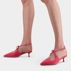 Zapatos de tacón de diseño con cordones, parte superior de cuero de ante, punta afilada, últimos modelos de tacones para damas, zapatos de mujer. - Product Image 3