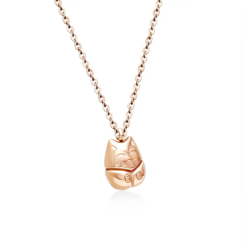 Stainless Steel Jewelry Cat Fashion Rose Gold Necklace Casting Chinchilla Lovely Clavicle Chain