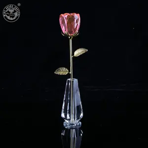 MH-F009 Crystal Rose Flower Valentine's Day Gifts Wedding Home Table Decoration Ornament crystal rose