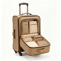 Valise à roulettes BONITA Softside avec serrure, en tissu beige, poche avant zippée, poignée télescopique et poignée latérale.