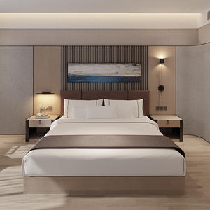 Горячая распродажа, индивидуальный современный простой деревянный набор мебели для гостиничного стандартного номера, спальни для жилого использования - Product Image 1