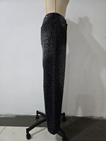 Jean large à taille haute en denim noir Y2K à imprimé léopard animal, streetwear pour femmes