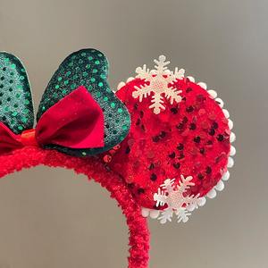 Gros Dessin Animé De Noël Série Papillon Noeud Elk Cheveux Cerceau Mignon 3D Minnie Papillon Noeud Jour Atmosphère Cheveux Cerceau - Product Image 3