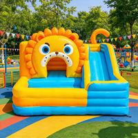 Château gonflable sur le thème du lion avec toboggan, château gonflable en PVC pour enfants, pour fête d'anniversaire dans la cour, thème animal, trampoline gonflable