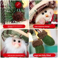 Nouveauté transfrontalière : Pendentifs de Noël en tissu, figurines de poupées de dessin animé, Père Noël, Bonhomme de neige, mini sapin de Noël à carreaux