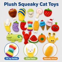 Lot de 18 jouets à mâcher pour chat en peluche, couineurs, variés en forme d'animaux, mignons, interactifs, pour chatons, pour la dentition et le jeu
