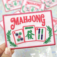 Patchs thermocollants Mahjong de 3,6 pouces, motif Dragon Vert et Lettres, en stock, grands patchs pour sacs cosmétiques