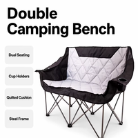 Banc de camping, chaise pliante double, chaise d'extérieur pour deux personnes, chaise de camping deux places, chaise de pique-nique d'extérieur, chaise de patio