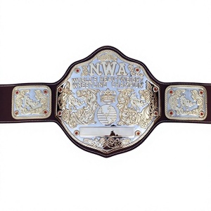 Ceinture de championnat de lutte mondiale NWA en métal, équipement sportif, plaques en laiton et zinc, sangle en cuir véritable, titre de champion - Product Image 1