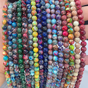 Großhandelspreis Meeres-Sediment Imperial-Jaspis-Perlen Runde Glatte Natursteinperlen für Armbandherstellung - Product Image 4