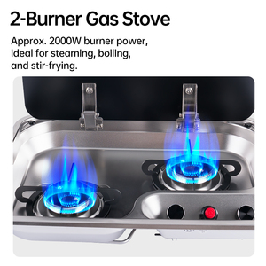 Disposition coudée 2 brûleurs en acier inoxydable RV Cuisinière à <span class=keywords><strong>gaz</strong></span> intégrée pour <span class=keywords><strong>camping</strong></span>-<span class=keywords><strong>car</strong></span> Table de <span class=keywords><strong>cuisson</strong></span> pour van caravane <span class=keywords><strong>camping</strong></span>-<span class=keywords><strong>car</strong></span> Cuisine - Product Image 3