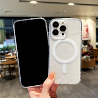 Coque de téléphone magnétique transparente à grandes ouvertures, étui de protection antichoc en PC rigide pour iPhone 15/16/17 Pro Max, compatible dropshipping