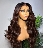Perruques 13x4 HD transparentes en cheveux humains vierges, cheveux vietnamiens de luxe, pré-coupées, pré-épilées, sans colle, pour cheveux bruns
