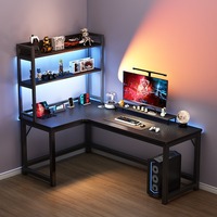 Bureau d'angle pour e-sport avec espace d'étude pour deux personnes et bibliothèque intégrée - Modèle A029