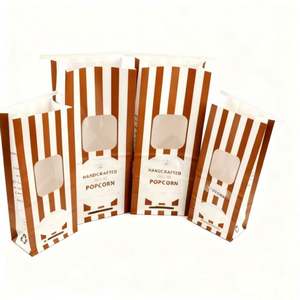 Hot Sale Brown Kraft Paper <b>Bag</b> With Window Square Bottom Food Grade Eco-Friendly Recyclable for Popcorn and Food <b>Packing</b> - Product Image 1
