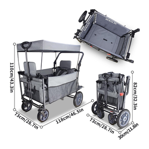 Chariot de jardin extérieur pliable et portable à double étage robuste OEM chariot de plage pique-nique camping avec auvent - Product Image 2