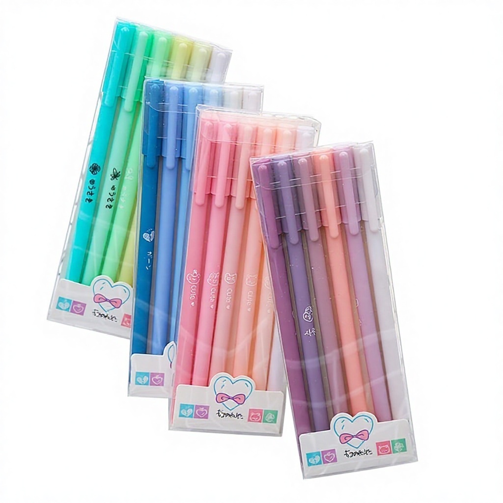 Boxed Morandi Color Plastic Gel Pens 6-Piece Set Student & Exam Use Office Supplies Black Signature Pens