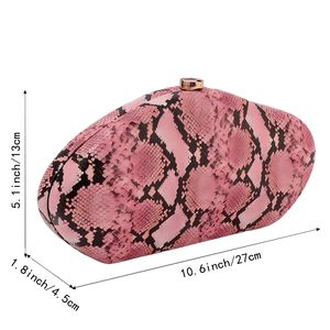 Women Snake Acrylic Evening Bag Irregular <b>Shell</b> Clutch Purse with Detachable Metal Chain Handbags for Party Bridal - Product Image 2