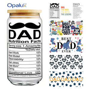 Adesivi Decorativi Serie Festa del Papà per Tumbler da 16OZ, in PET Resistente, con Temi Amore Paterno, Montagna, Cartoni Animati e <span class=keywords><strong>Testo</strong></span> - Product Image 1