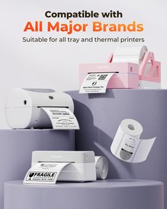 Étiquettes thermiques directes rectangulaires blanches à trois couches <span class=keywords><strong>MUNBYN</strong></span> 4 x 2 pouces, autocollants pour imprimante thermique, adhésif puissant, papier perforé - Product Image 3