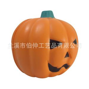 Balle anti-stress en PU en forme de citrouille, orange, jouet décoratif d'Halloween pour enfants et adultes - Product Image 3