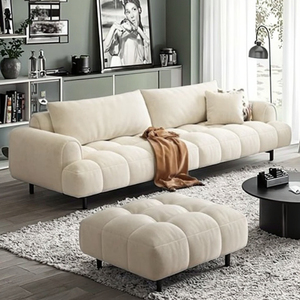 Sección giratoria de diseño minimalista de estilo nórdico y características de masaje Juego de sofás de esponja para dormitorio y sala de estar - Product Image 1