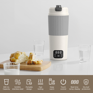 แก้วน้ำร้อนแบบพกพา ฉนวนกันความร้อน สแตนเลส 304 ใช้พลังงานจาก USB พร้อมพอร์ต Type-C สำหรับใช้ในบ้าน เดินทาง หอพัก - Product Image 4