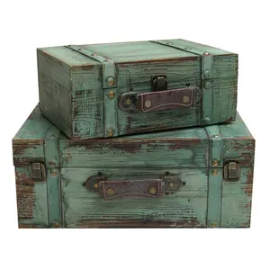 customization rustic Crafted from solid wood trunks with genuine leather components rustic wooden case for storage and decor