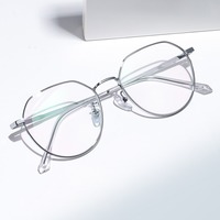 Jiojew Lunettes Unisexe Ultra Légères en Métal Pur, Montures Optiques Polygones pour Femmes, Montures de Lunettes en Titane