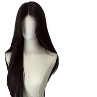 Fibre haute température 26 pouces T Part 2 #   Perruques Lace Front sans colle à coupe droite et dégradée, en cheveux mélangés pour femmes