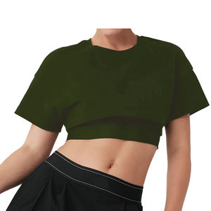 Eye-Catching Short Sleeve Tank <b>Top</b> Shirt Women <b>Cropped</b> Tee With a <b>Mesh</b> Lining for a Cool City Look - Product Image 3